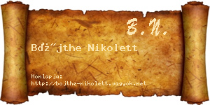 Bőjthe Nikolett névjegykártya